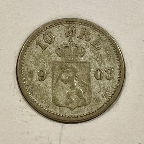 10 øre 1903 sølv kong Oscar II