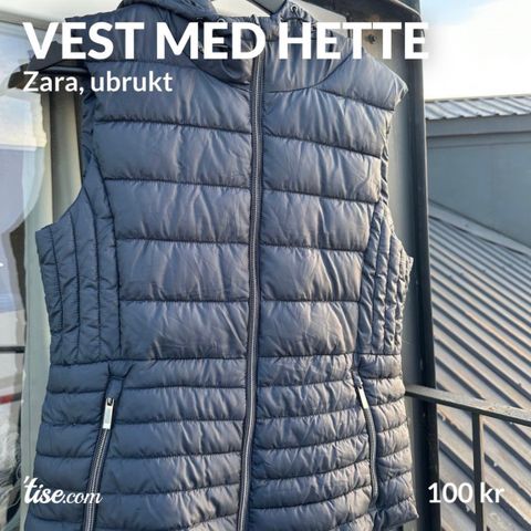 Vest med hette (helt ubrukt)