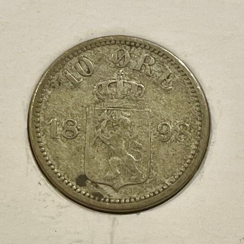 10 øre 1898 sølv kong Oscar II