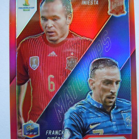 💎⚽️ Sjeden Andres Iniesta vs Franck Ribery Panini Prizm 2014 Brasil fotballkort