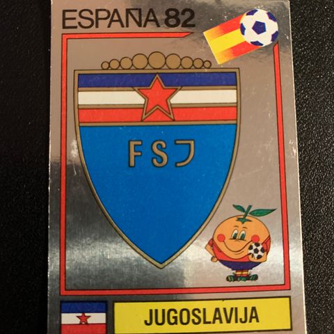 Yugoslavia badge No 310 Panini VM 1982 fotballkort sticker Spania 82 Til salgs