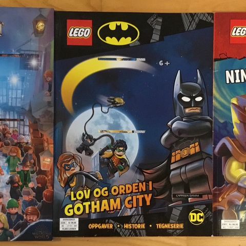 Legoblader Ninjago og Batman og bok Harry Potter let & Finn