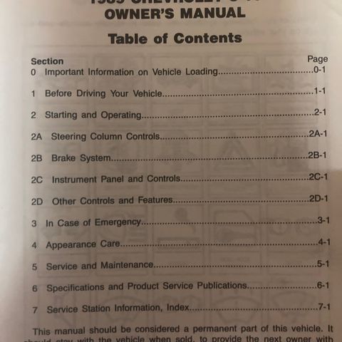 1989 Chevrolet S-10 Owner´s Manual