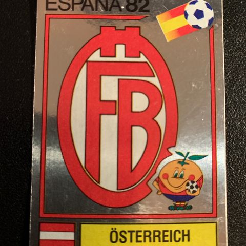 Austria badge No 128 Panini VM 1982 fotballkort sticker Spania 82