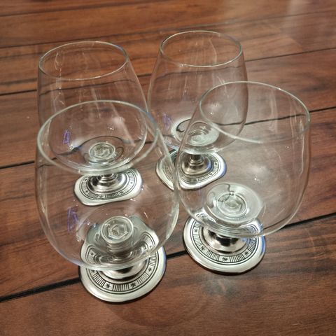 Hadeland Tinnstøperi, Cognacglass med tinnstett, 4pk.