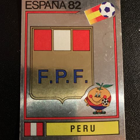 Peru badge No 72 Panini VM 1982 fotballkort sticker Spania 82