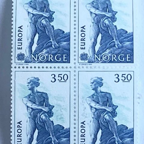 Norge 1983 Vigelands statue av Nils Henrik Abel  NK 934 4-blokk Postfrisk