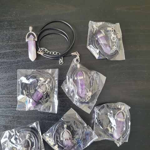 Ametyst anheng Amethyst pendant with strap. Amethyst necklace.