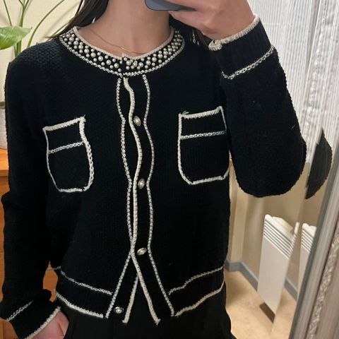 perl strikket cardigan