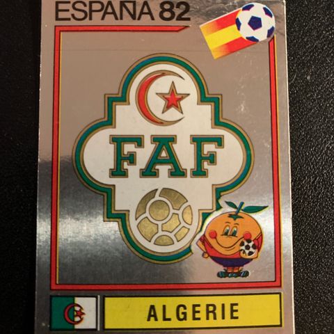 Algerie badge No 100 Panini VM 1982 fotballkort sticker Spania 82