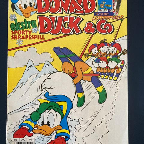 Donald Duck nr. 6 fra 1994 med «Sporty skrapespill» og 4 samlekort
