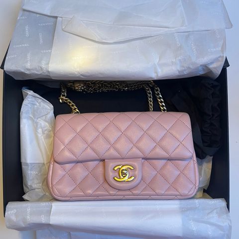 Chanel 23S Flap Bag With Camelia Chain 20cm