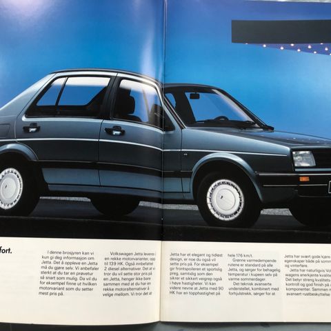 Bilbrosjyre av VW Jetta 1988 modeller