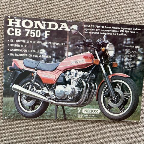 Honda CB 750F brosjyre. 1981