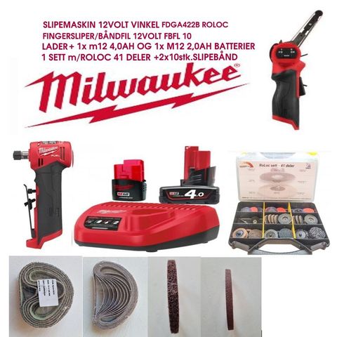 MILWAUKEE SLIPEMASKINSETT m/utstyr