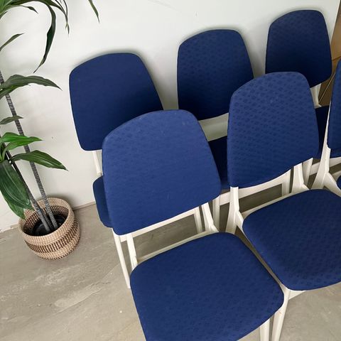 6 stk retro stoler i blått trekk