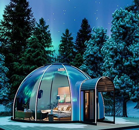 Skandinavias første isolerte glamping-dome