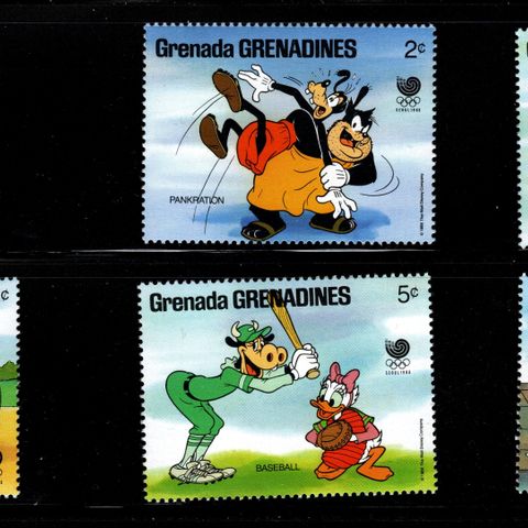 1988 Disney's -Frimerker- "Seoul Summer Olympics"  Grenadines - Postfrisk