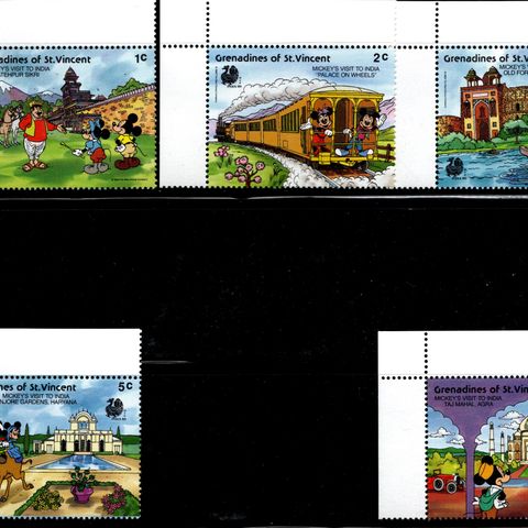 1989 Grenadines Of St Vincent  Disney Frimerker -  India - Postfrisk