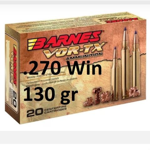 .270 Winchester BARNES Vor TX 130gr TTSX BT 78stk kun 38kr/skudd