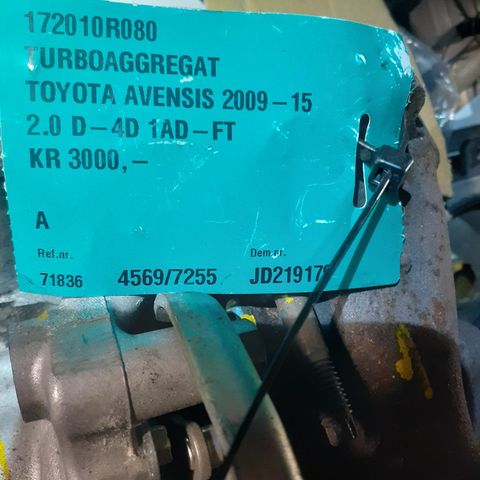 Turbo toyota avansis 2.0 d