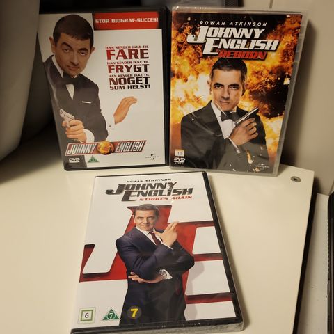 Johnny English x3, med Rowan Atkinson, 2 stk er NY!