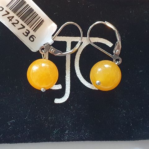 Rare Honey Jade Silver 925 Sølv Lever Back Earrings Øredobber 17ct