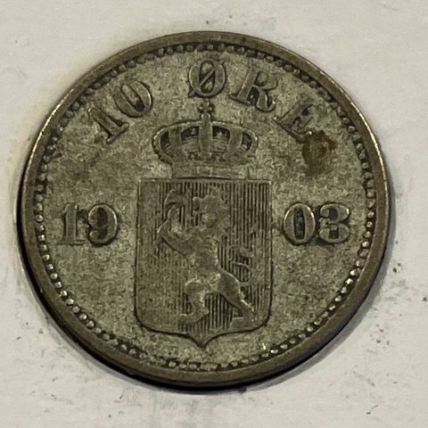 10 øre 1903 sølv kong Oscar II