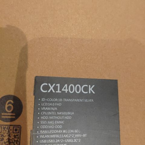 Chromebook ny uåpnet, Asus CX1400CK 8GB RAM 64GB SSD