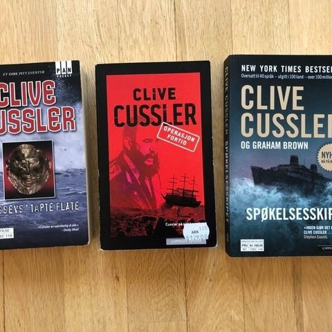 Clive Cussler bøker selges