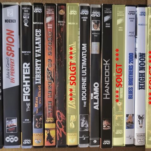 18 stk. DVD. Thrillers, action, western og slikt. 3 solgt. 15 igjen