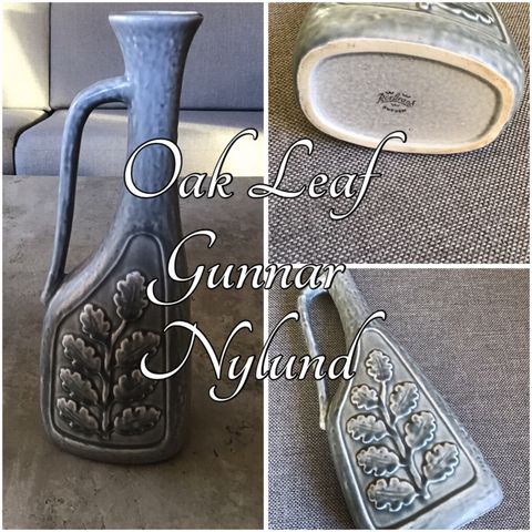 Gunnar Nylund (Eklöv 1950-tallet) vintage flaskevase med bladrelieff