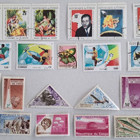 CONGO. 21 Forskjellige frimerker. Hvorav ett er fra Belgisk Congo.