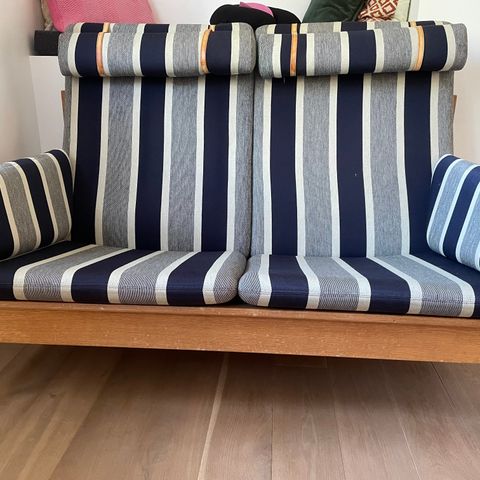 Børge Mogensen sofa Fredericia stolefabrik 2252 eik stripet ull dansk design