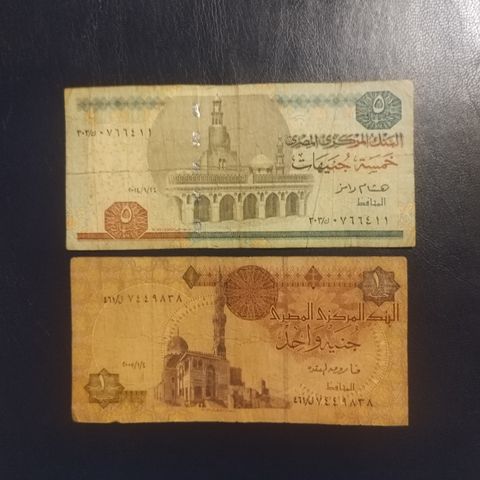 sedler fra Egypt 1 pound , 5 pounds