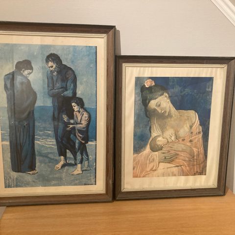 Vintage print. Pablo Picasso. The Tragedy og Mother with Child.