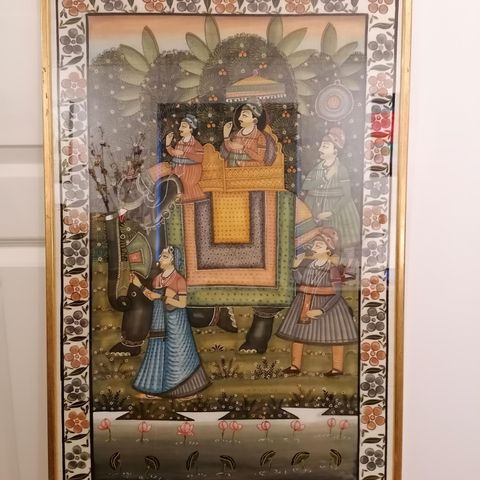 Vintage håndlaget bilde/maleri med indisk motiv