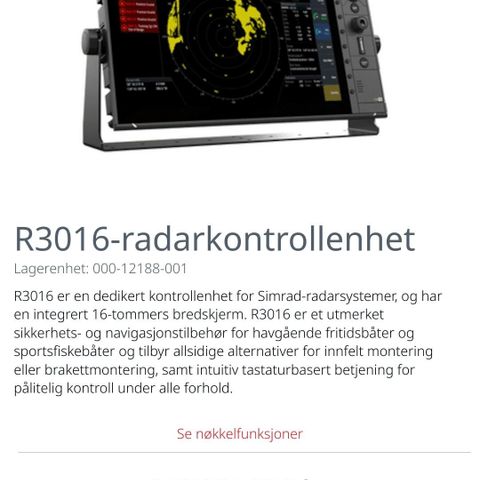 SimradR3016 kontrollenhet til Simrad-radarsystemer