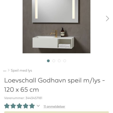 Loevschall Godhavn speil m/lys