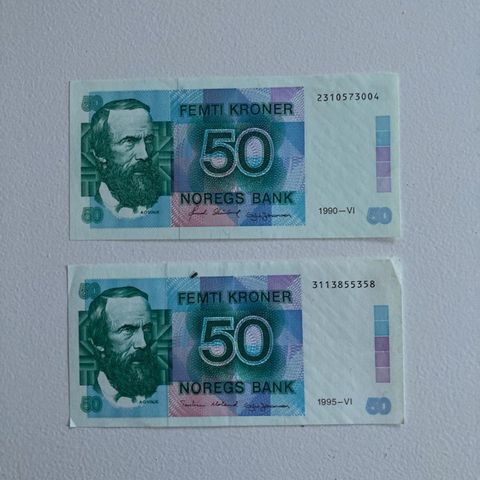 50 krone sedler 2 stk