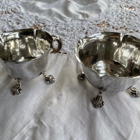 Antikk kaffeservise i sølv, håndsmidd, 830S, Møller, Trondhjem