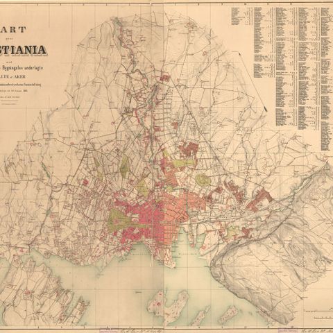 Gammelt kart Kristiania (oslo)