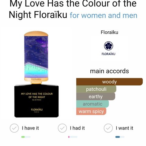 Floraiku Parfyme: My Love Has the Colour of the Night 10ml