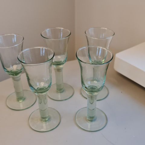 5 stk  snap glasses “Corsica”, Lamberts Glass, Tyskland håndlaget 90 tallet