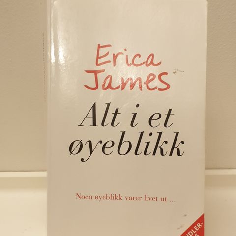 Bok "Alt i et øyeblikk"av Erica James