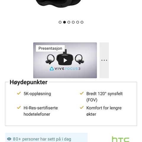 HTC VIVE Focus 3 headset med HTC VIVE Focus 3 Wrist Tracker!