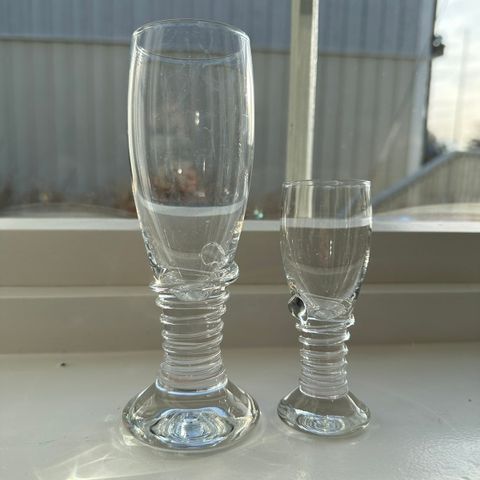 Hadeland spiral champagne og snappsglass