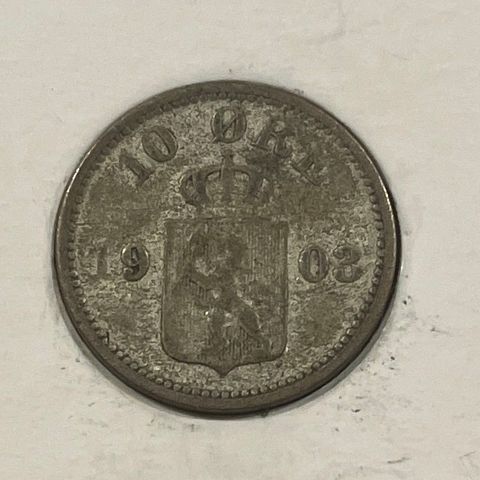 10 øre 1903 sølv kong Oscar II