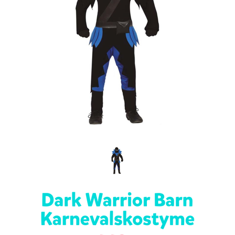 Dark warrior kostyme barn, Str 7-9