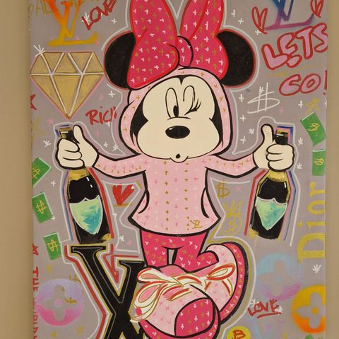 Original akrylmaleri "one of a kind" Minnie Mouse